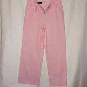 Zara Soft Pink Wide-Leg Cotton Pants in Classic Pink for Spring 🌷🌸 NWOT